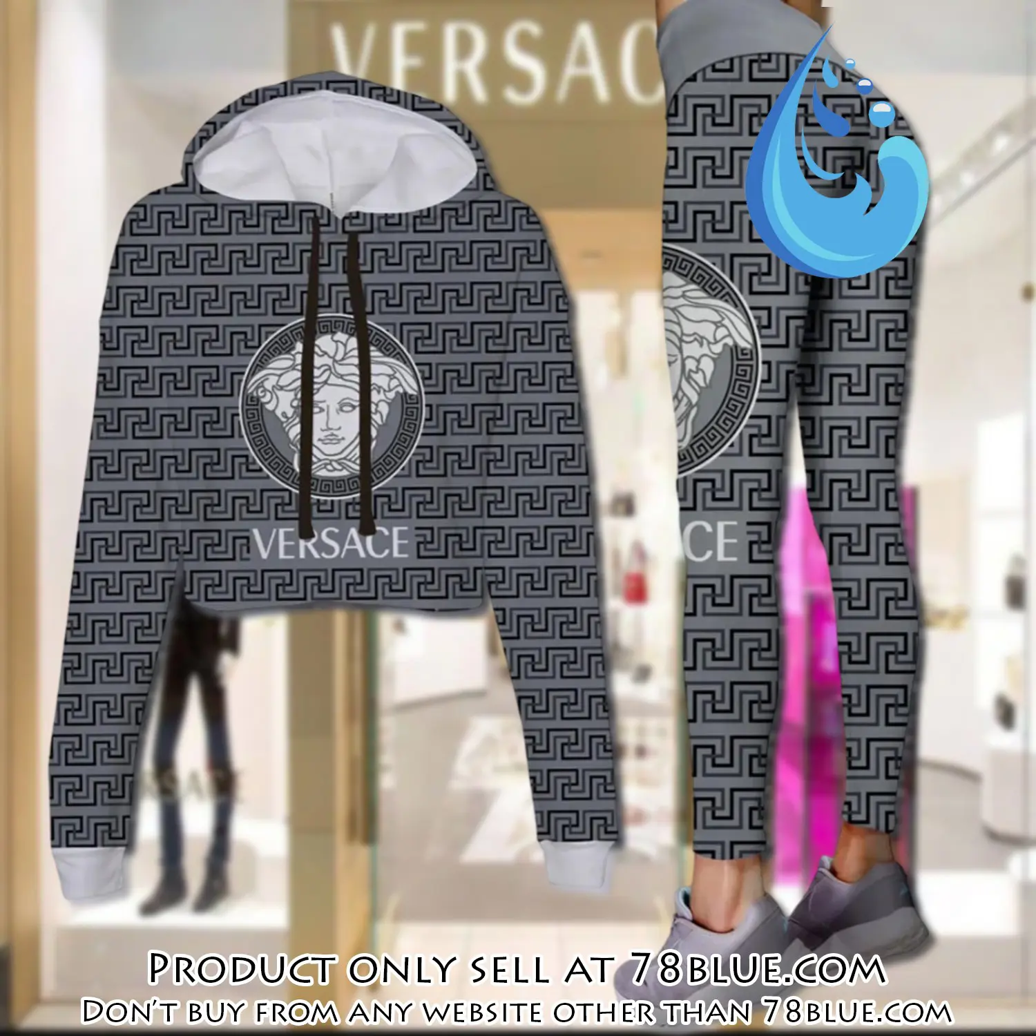 Versace luxury brand clothes leggings and crop top set for women 78b0520383